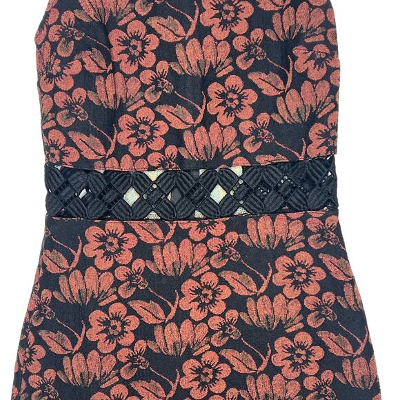 TOPSHOP Floral Sleeveless Sheath Mini Dress Round Neck Tweed Red Black Size 2 - Picture 5 of 10